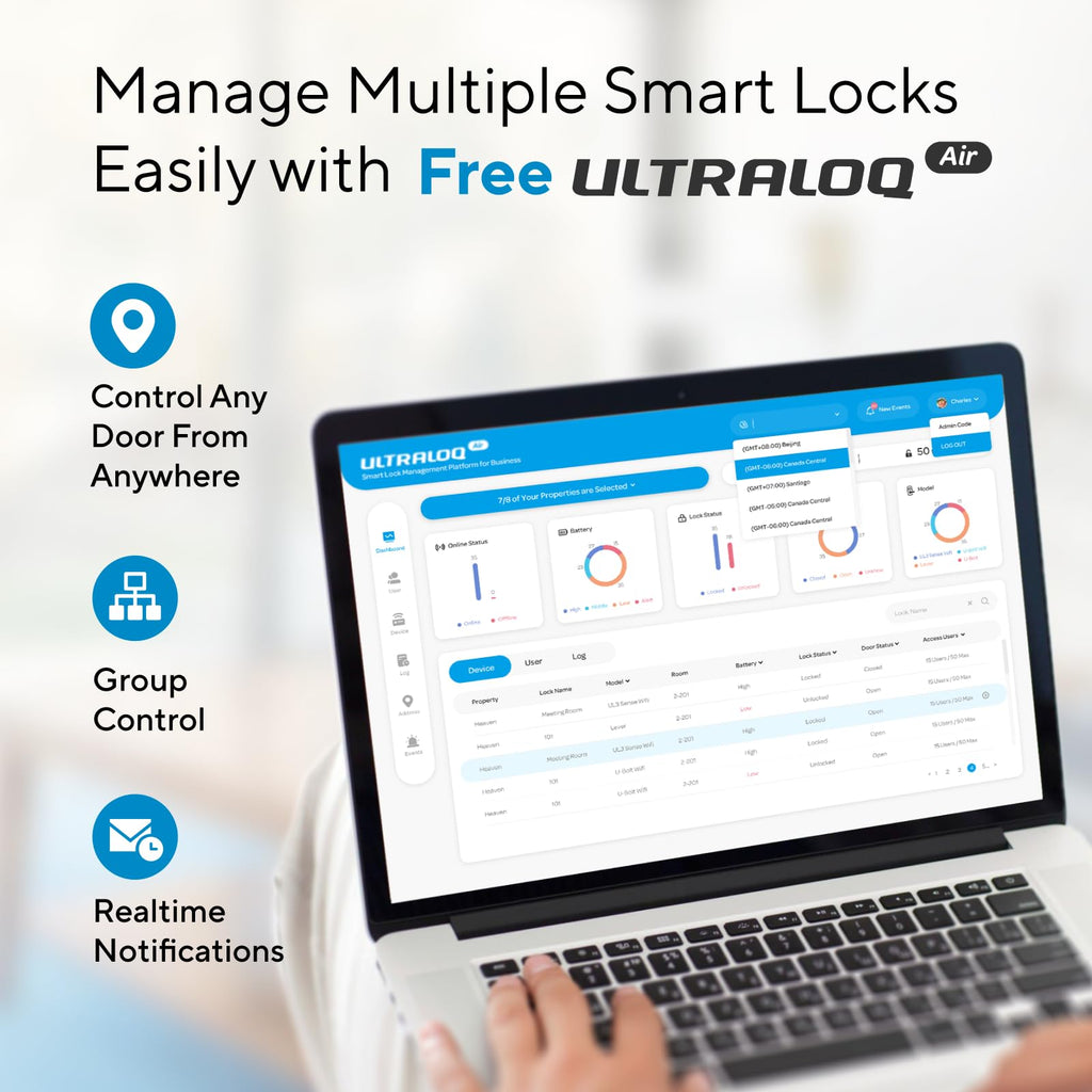 ULTRALOQ U-Bolt Pro WiFi Fingerprint Smart Lock with Handle, Remote Access