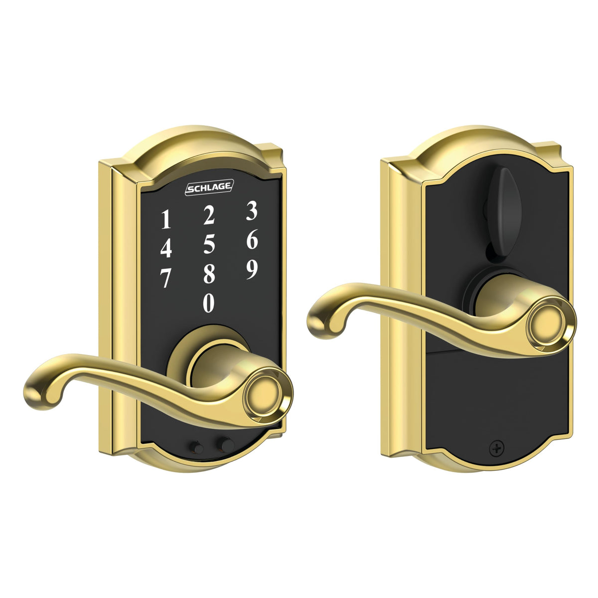 Schlage Touch Electronic Lock, Lever Handle, Century Trim, Matte Black