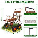 WERMAH Upgrade Hose Reel Cart, Garden Hose Cart 4 Wheels, Holds 300ft 5/8"