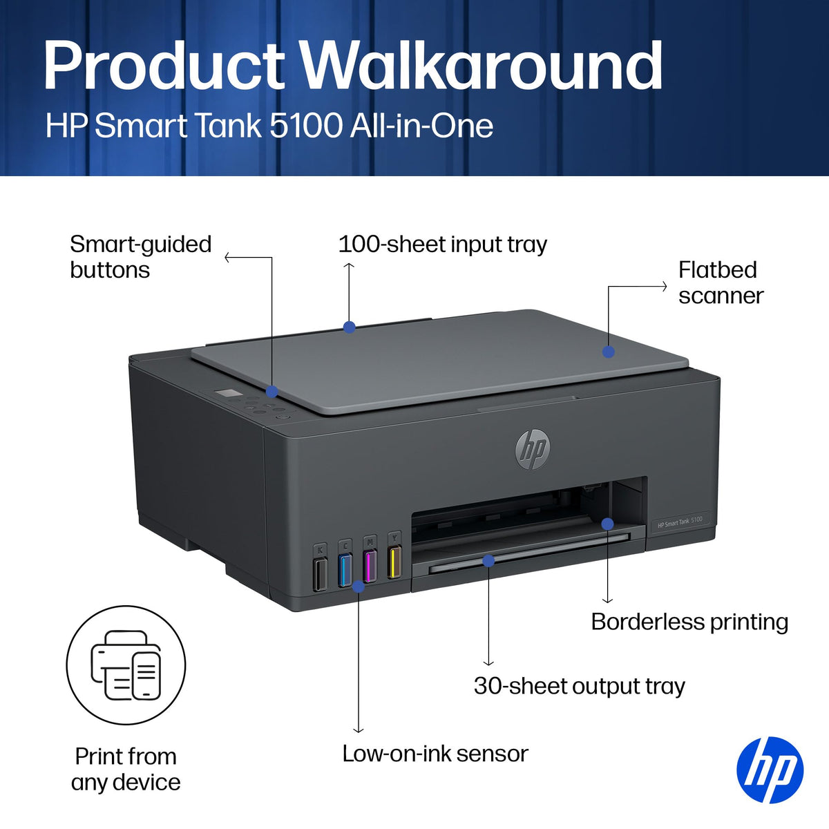 HP Smart Tank 5100 Ink Tank Printer | 3 Years of Ink Included | All-in-One