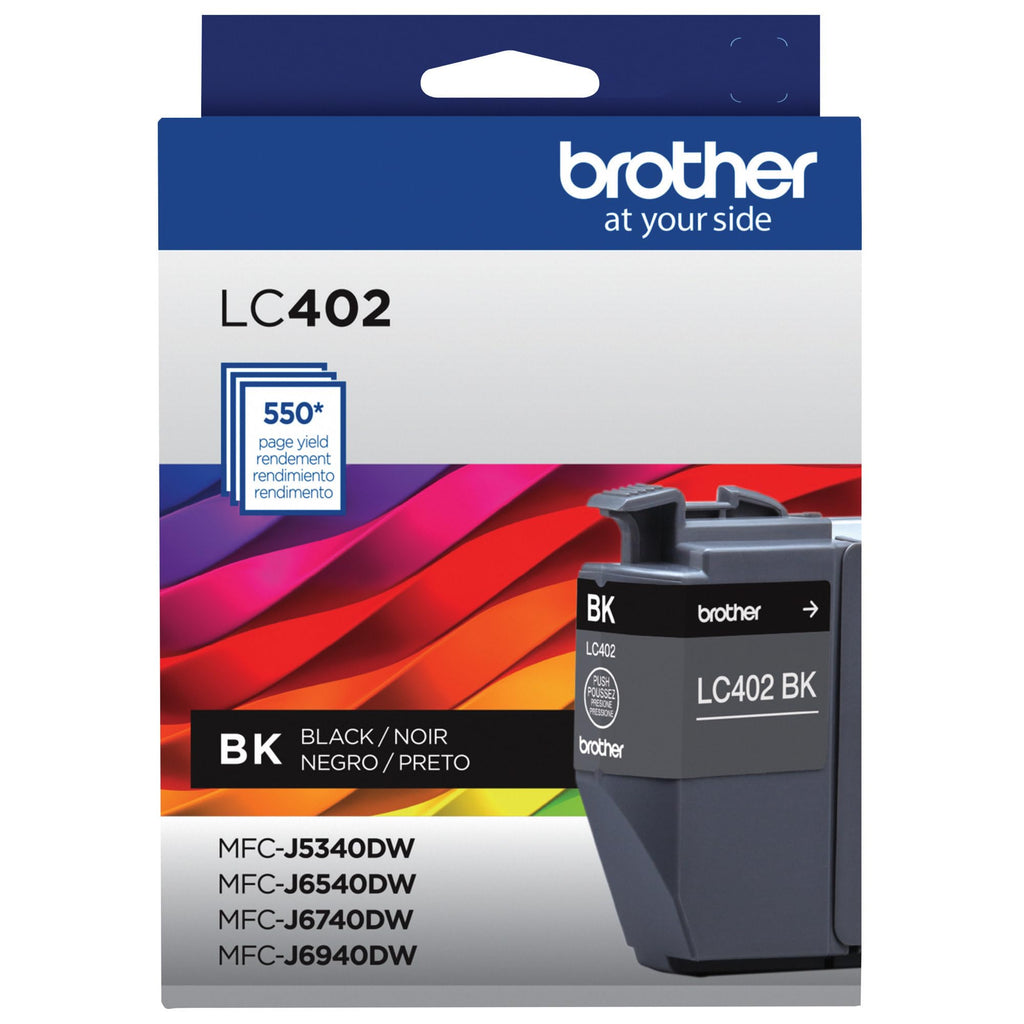 Brother Genuine LC402XL 3PK 3 Pack of High Yield Cyan, Magenta and Yellow Ink Cartridges, Black