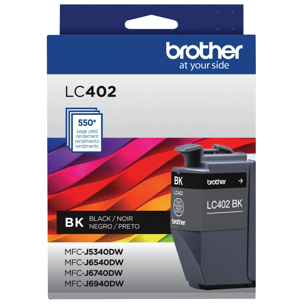 Brother Genuine LC402XL 3PK 3 Pack of High Yield Cyan, Magenta and Yellow Ink Cartridges, Black
