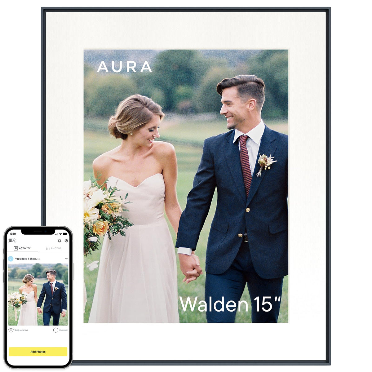 Aura Digital HD Picture Frame, Best Frame for Gifting, (10" - Carver Black)
