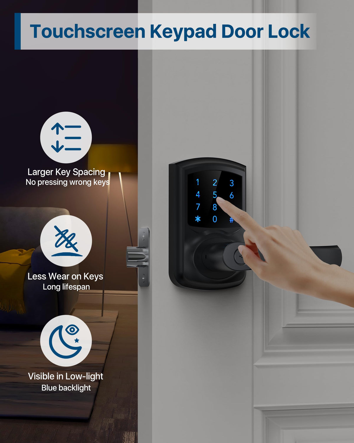 Keypad Keyless Entry Door Lock with Handle Smart Digital Deadbolts 4 Pack