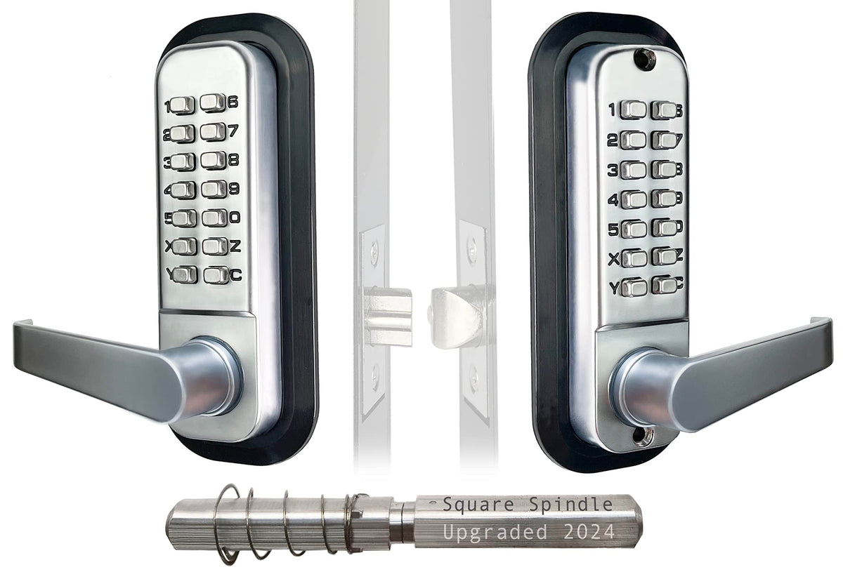 Double-Sided Mechanical Keyless Door Lock Lever Handle Matte Black