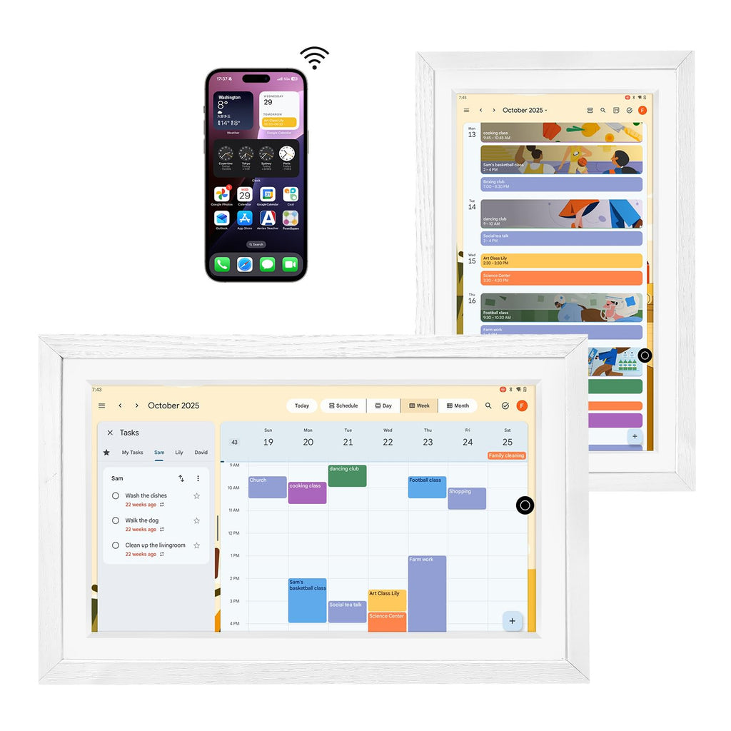 15.6" Digital Calendar & Chore Chart, Sync Google & iCloud, No Subscription