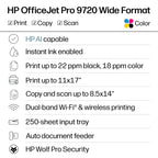 HP OfficeJet Pro 9720 Color Inkjet Printer | Wireless | All-in-One