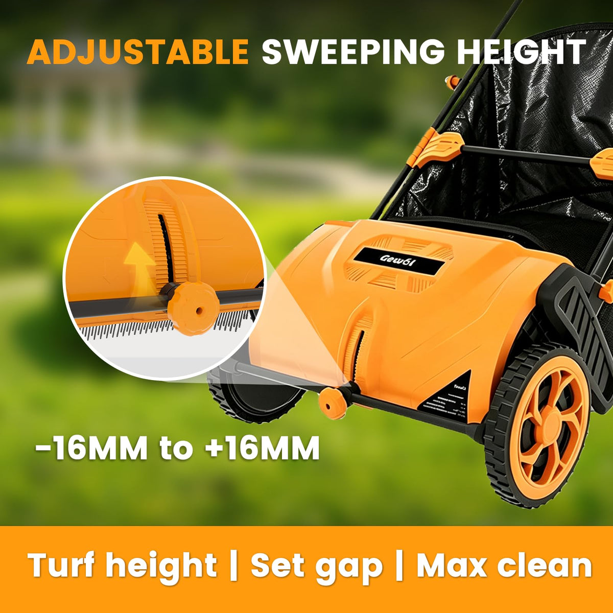 21 Inch Walk-Behind Lawn Sweeper, Push Yard Sweeper with 3.5 Bushel Collection Bag, Manual Leaf & Grass Collector for Lawn, Yard and Garden