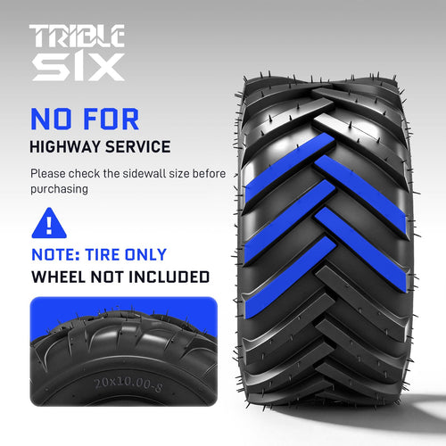 20x10.00-8 Lawn Mower Tire, 4 Ply,Tubeless,Set of 2