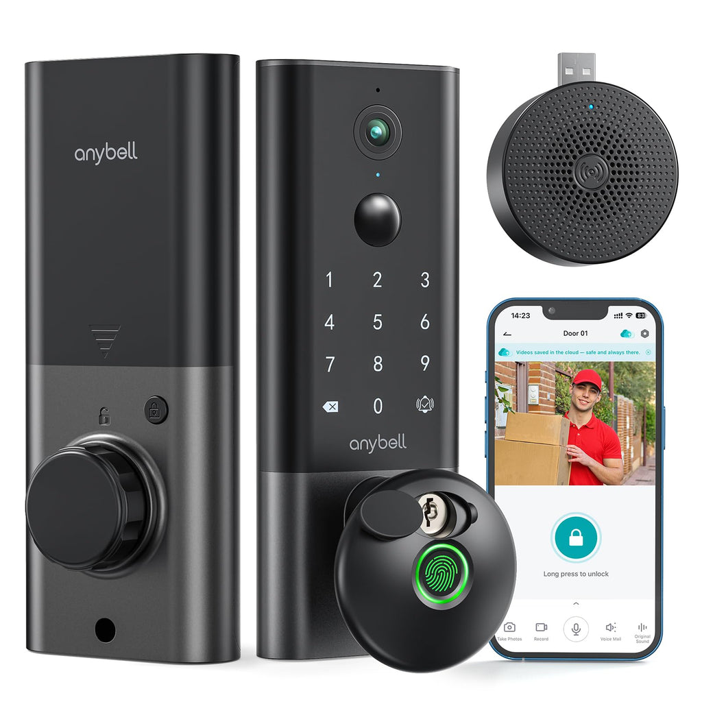 Fingerprint Door Lock, Keyless Entry Smart Deadbolt, Built-in WiFi, Black