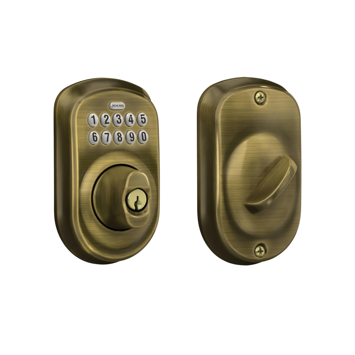 Schlage Electronic Keypad Deadbolt Lock, Camelot Trim, Satin Nickel