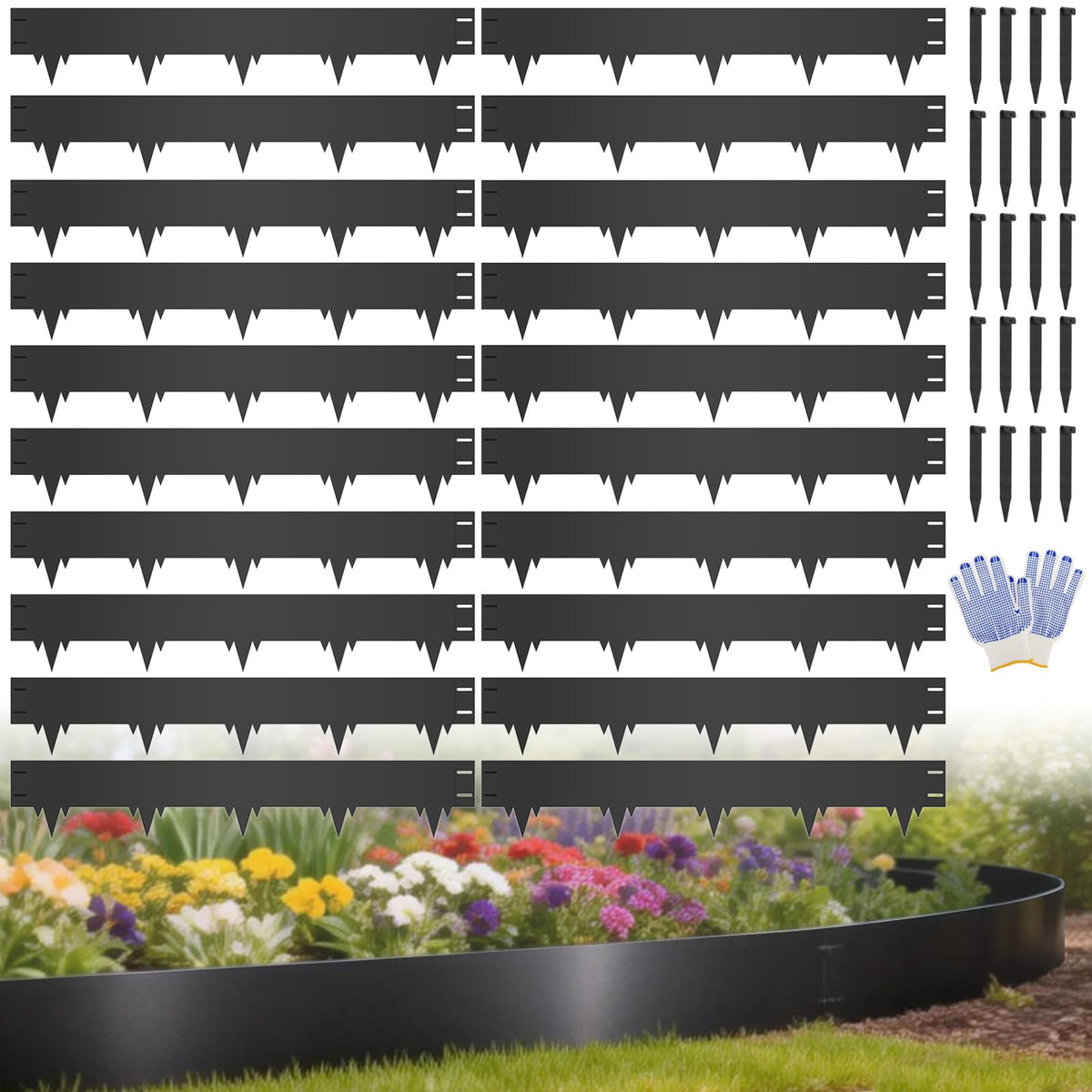 50FT Metal Landscape Edging, 15-Pack 40"L x 6.5"H Rust-Proof Border