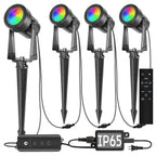 SUNTHIN Outdoor RGBW Landscape Lighting with Remote, Dusk to Dawn, 12 Pack
