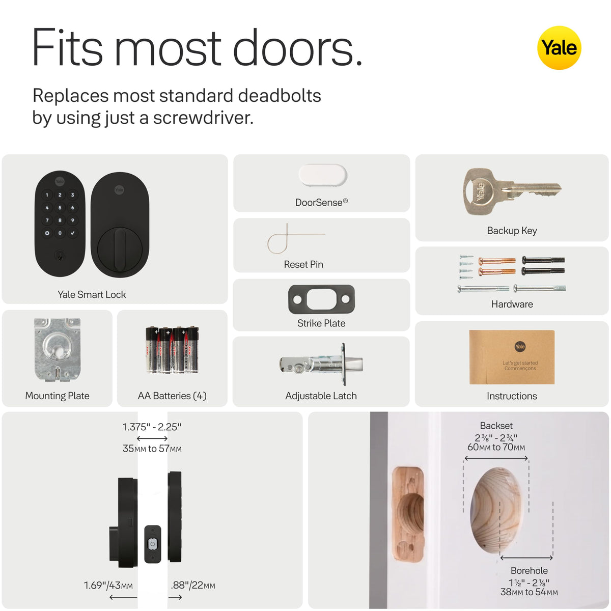 Yale Smart Lock Deadbolt with Google Matter, Keyless Entry, Matte Black
