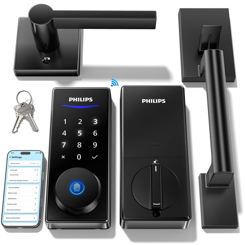 Philips Wi-Fi Front Lock Set, Smart Keypad Deadbolt Lock with 2 Handles