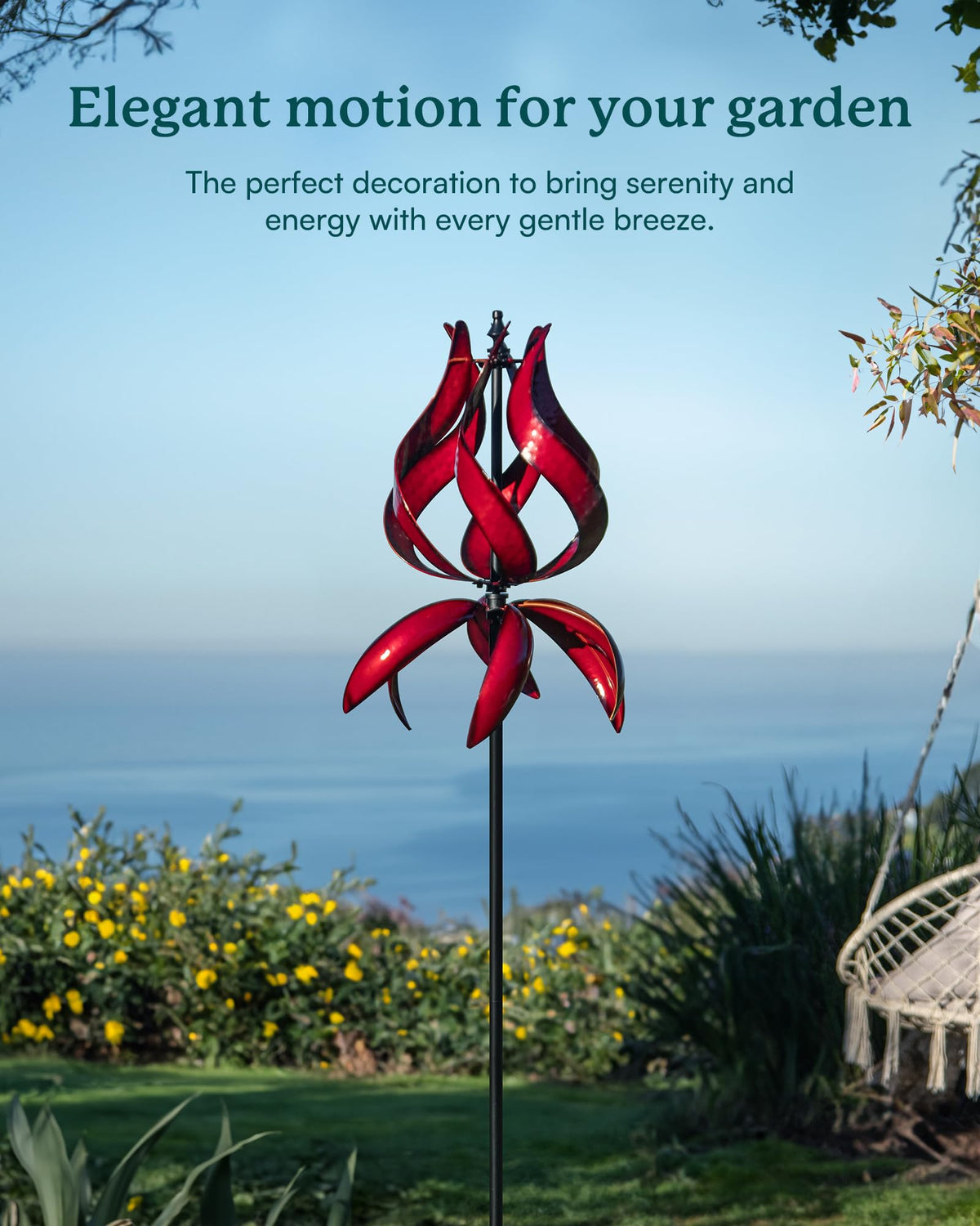 Yard Garden Wind Spinners - Large Outdoor Metal Wind Spinners with Stake, Yard Art Lawn Garden Decor (19" W x 87" H)