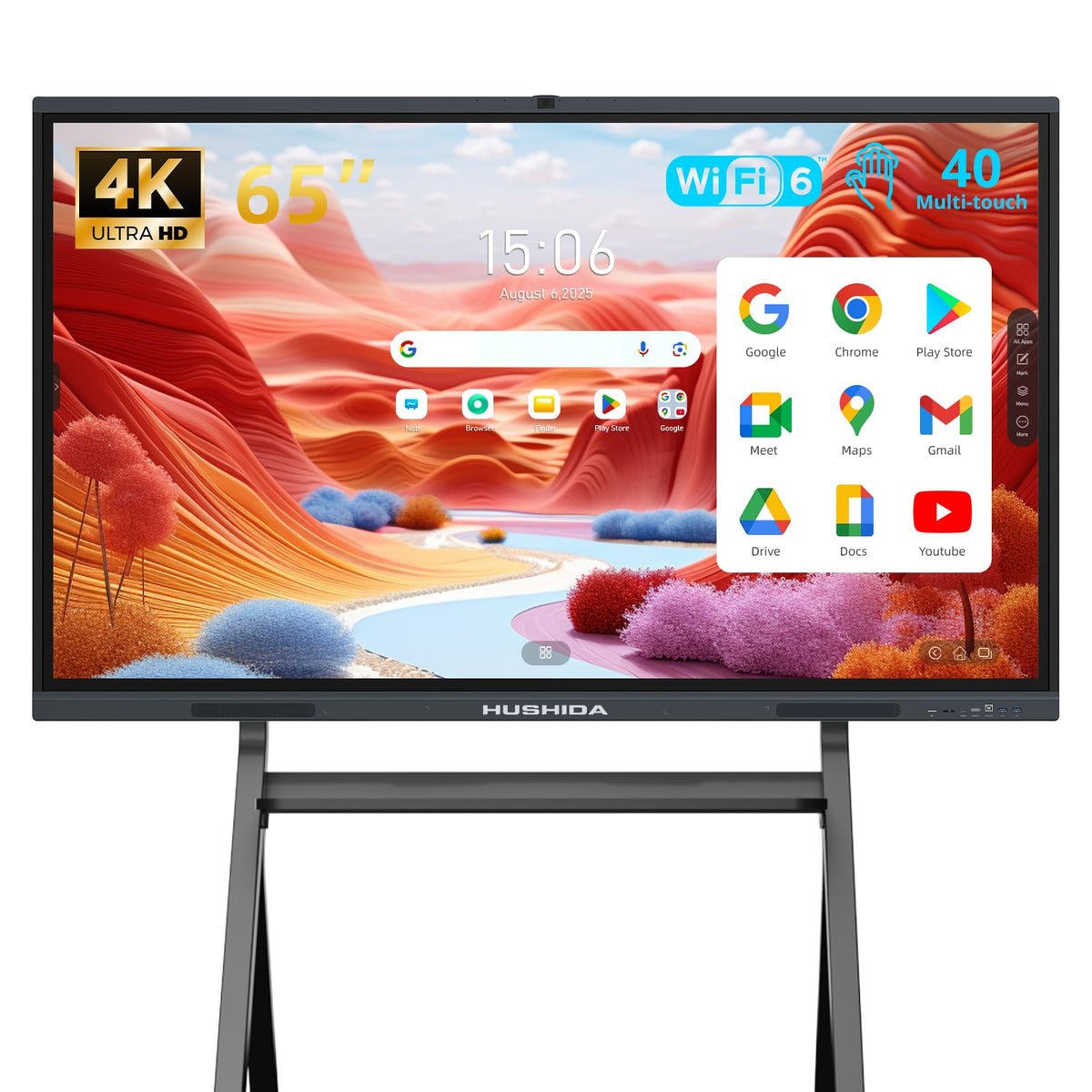 75" AI Pro Smart Board for Classroom & Office, Android 16 & Win 11 16G RAM+256G ROM, 48MP Camera Build in 4K UHD Interactive Whiteboard with Touchscreen & 8 Mic Array,Electronic Whiteboard for Meeting