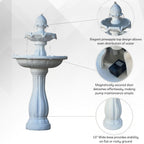 XBrand 44" 2-Tier Solar Water Fountain for Outdoors, Fiberglass Resin Garden Fountain with Solar Panel Pump, Auto Shut-Off, White, Patio, Yard & Garden Decor