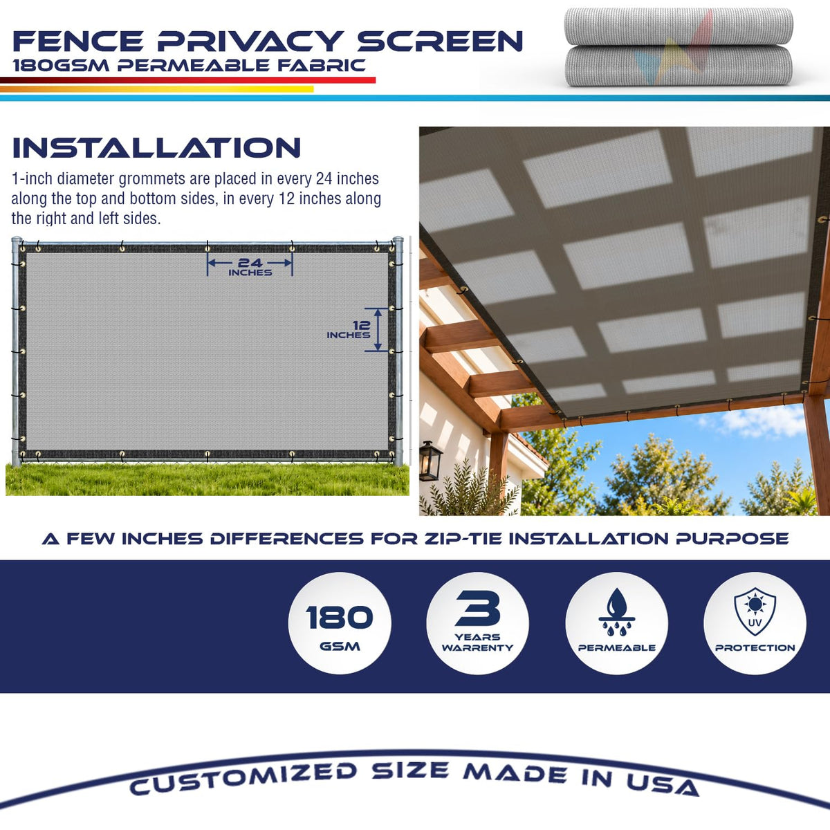 Windscreen4less Fence Privacy Screen 9' x 17' Heavy Duty Windscreen Fencing Mesh Fabric Cover for Patio Garden Backyard Lawn Carport Pool Fence, Light Gray