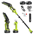 3-in-1 Cordless Mini Chainsaw & Hedge Trimmer with Grass Shears, 8-Inch 800W Brushless Chainsaw, 2 x 4000mAh Batteries, Garden Tool Kit for Tree Pruning, Hedge Trimming & Lawn Edging