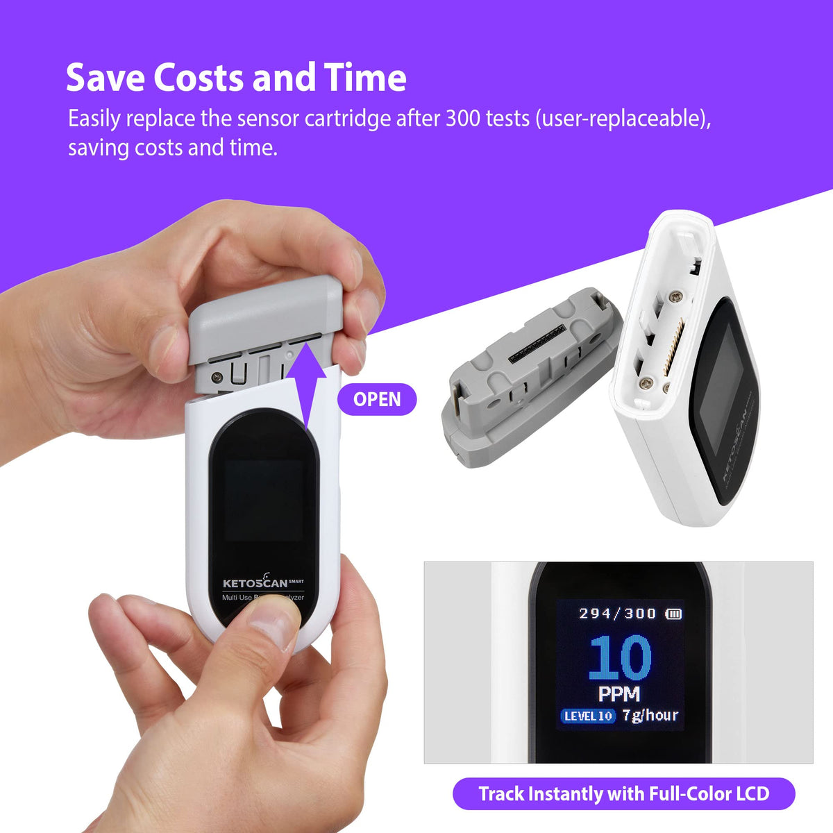SMART Breath Ketone Meter | Replaceable Sensor, Color Display