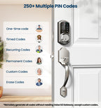Veise VE06-H Smart Front Door Lock Handle Set, App Control, Satin Nickel