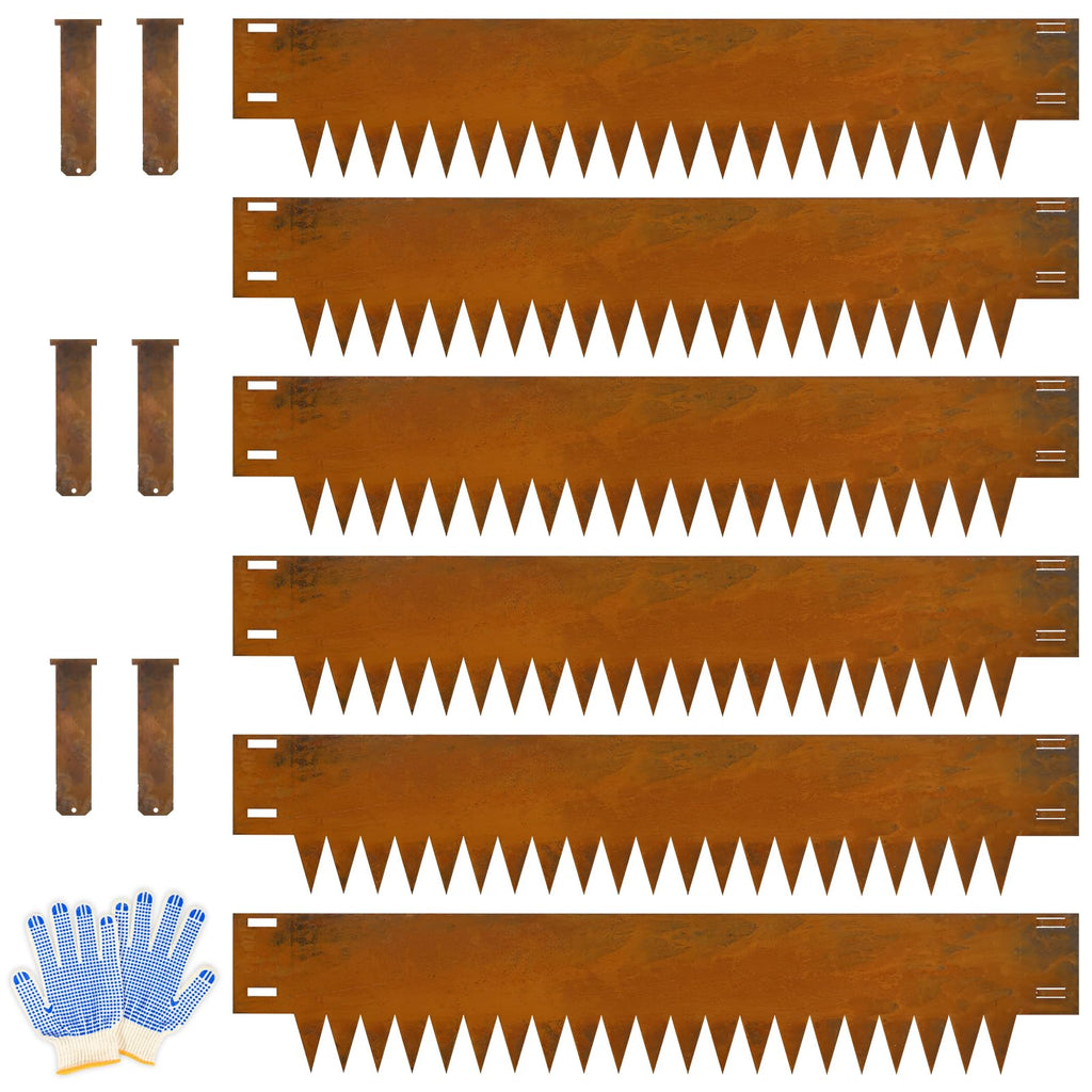 Co rten Steel Landscape Edging 12 Inch, 6 Packs Pre-Rusted