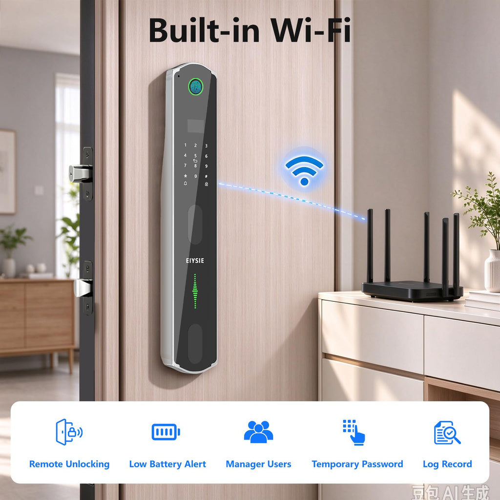 EIYSIE WiFi Smart Lock for Front Door, 6-in-1 Keyless Deadbolt, No Camera