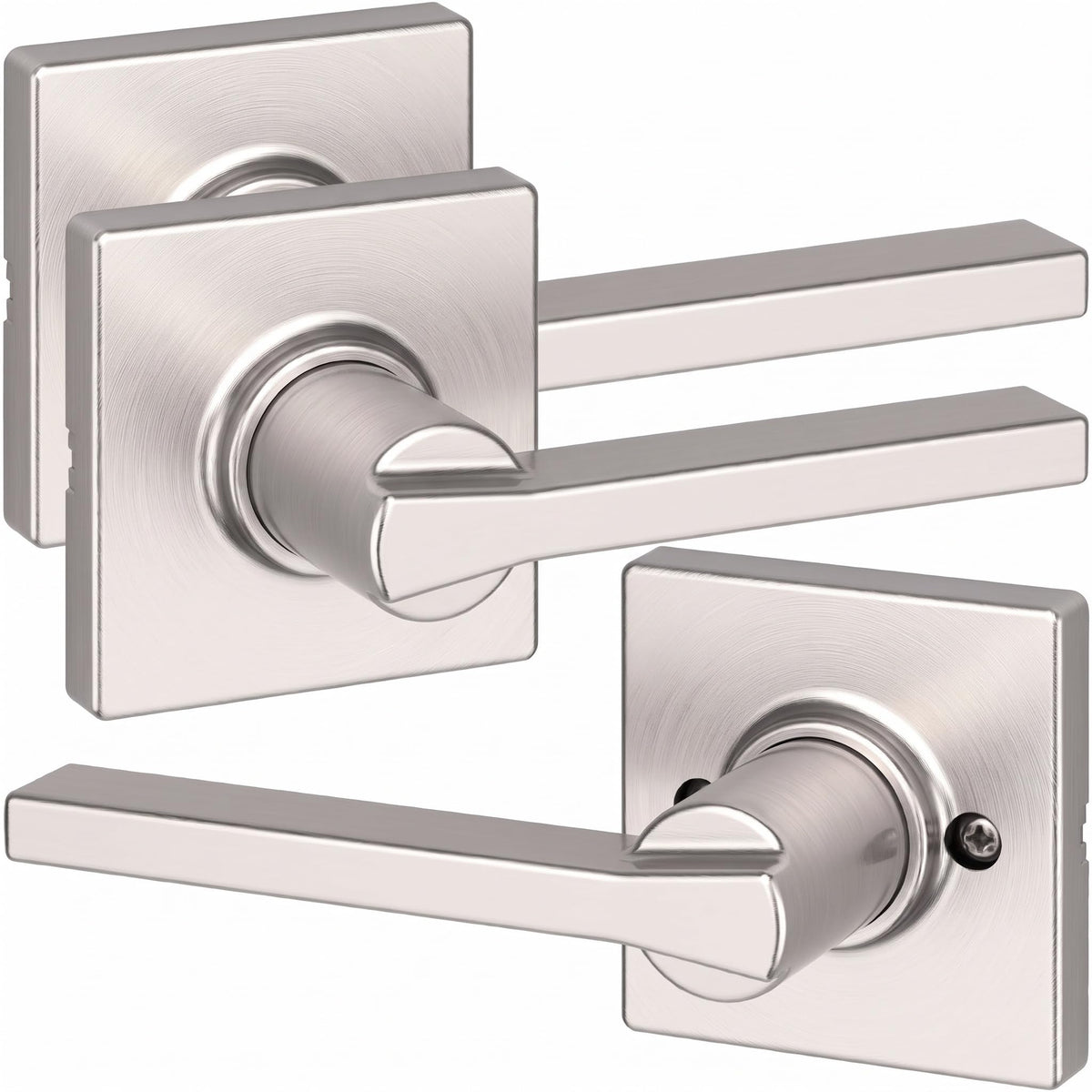 Kwikset Casey Entry Door Handle with Lock and Key, Secure Keyed Reversible Lever Exterior, for Front Entrance and Bedrooms, Matte Black, 4 Pack, Pick Resistant SmartKey Rekey Security and Microban