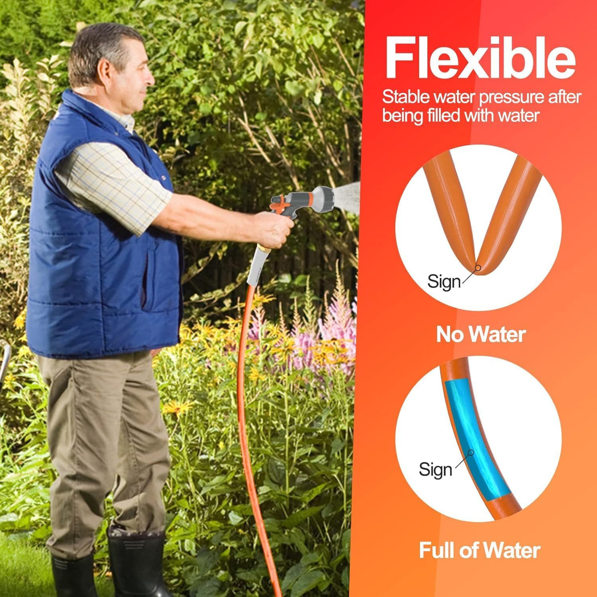 SPECILITE Garden Water Hose 200 ft x 5/8" for yard, Heavy Duty & Flexible