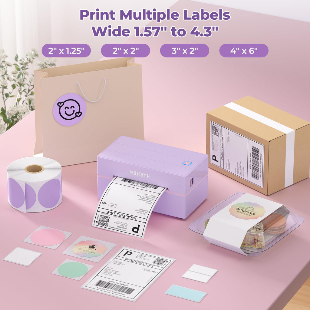 MUNBYN Bluetooth Thermal Label Printer, Wireless 4x6 Shipping Label Printer