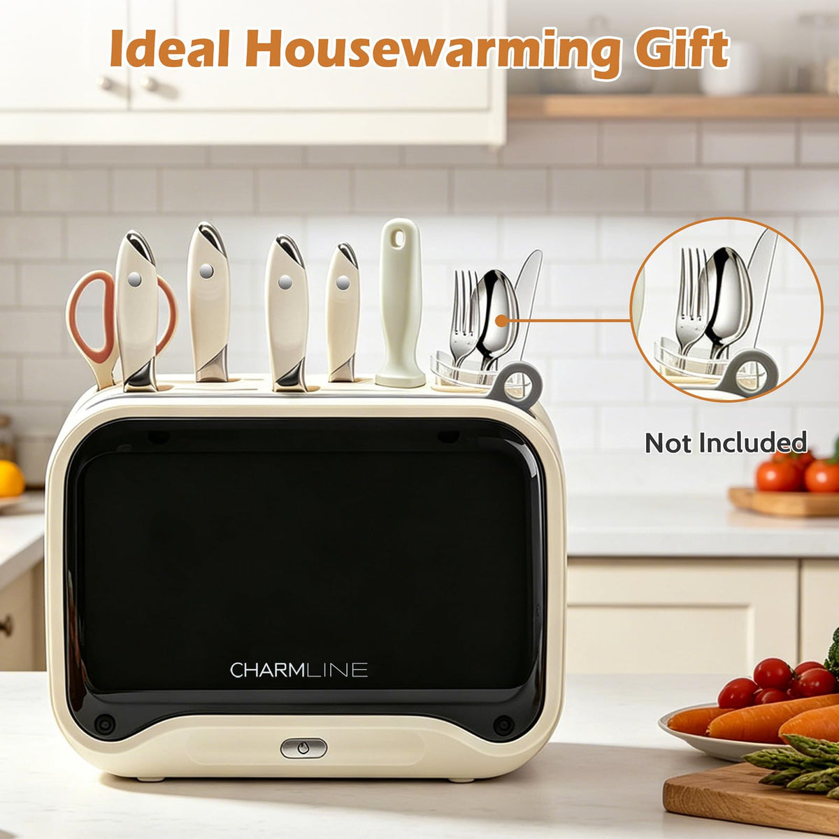 Next-Gen Smart Cutting Board and Knife Set with Holder, Self-Cleaning and Drying, Space-Saving Kitchen Organizer, Practical Gift for Mom, Dad, Housewarming, Birthday & Christmas