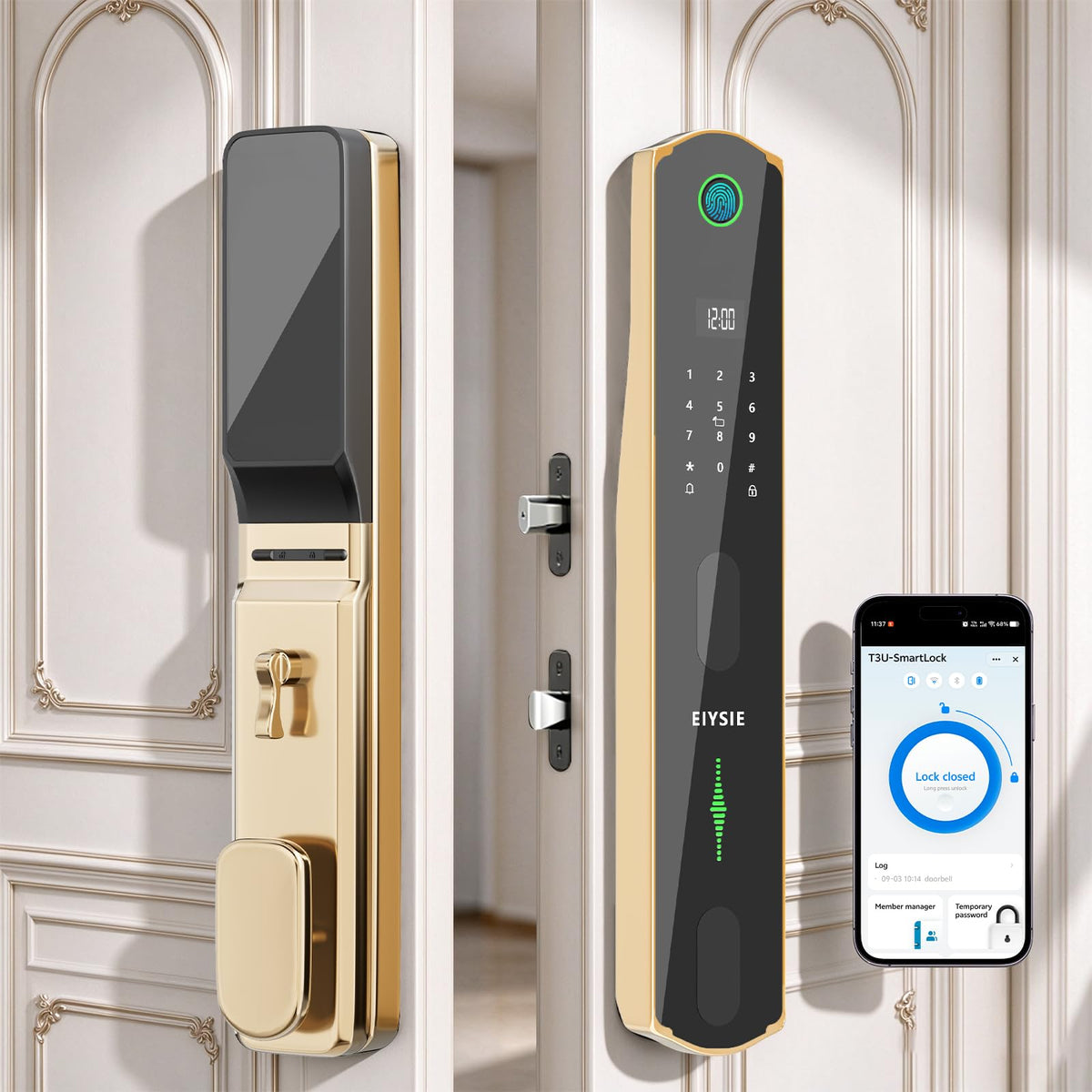 EIYSIE WiFi Smart Lock for Front Door, 6-in-1 Keyless Deadbolt, No Camera