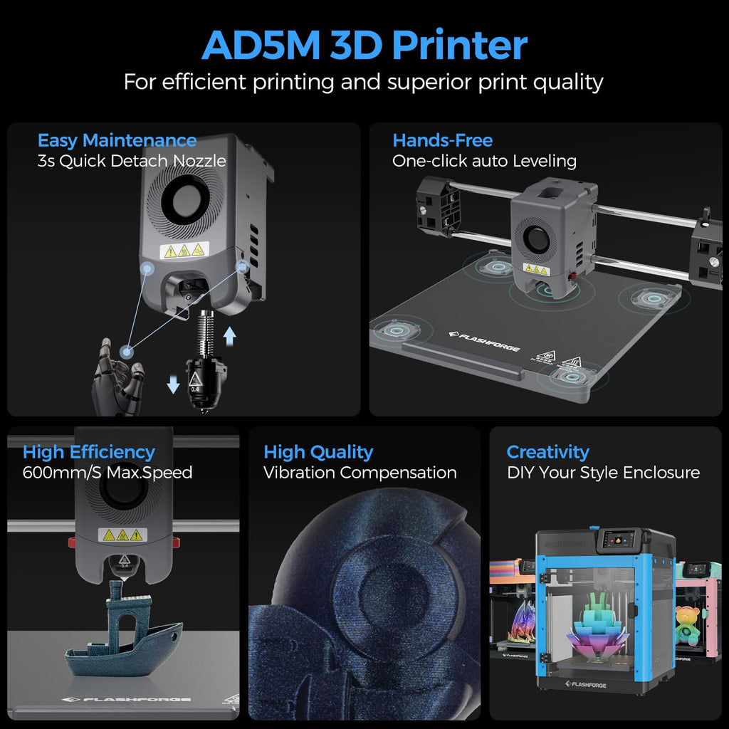 FLASHFORGE Adventurer 5M 3D Printer,Support Multi Materials, High Precision