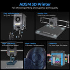FLASHFORGE Adventurer 5M 3D Printer,Support Multi Materials, High Precision