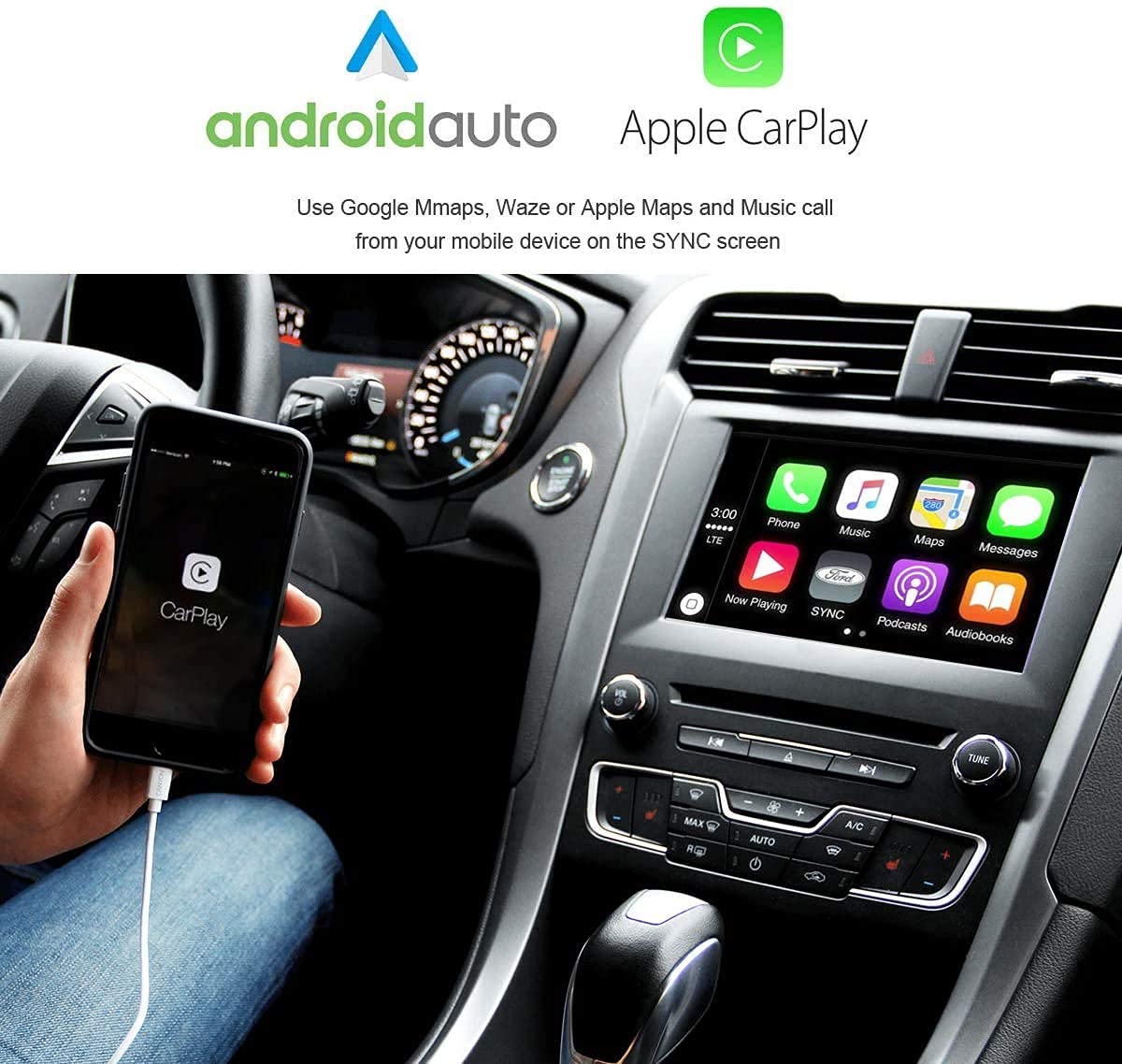 Complete SYNC 2 to SYNC 3 Upgrade Kit fits for Ford Lincoln 8 Inch Capacitive Touchscreen SYNC 3 APIM Module USB Interface Module w/Carplay SYNC 3.4 Software Version NA 222 MAP