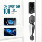 Smart Fingerprint Front Door Lock Set with Handle, Built-in WiFi App Remote & Voice Guidance, Keyless Entry Deadbolt with Touchscreen Keypad, Easy Installation, door locks for front door, Matte Black