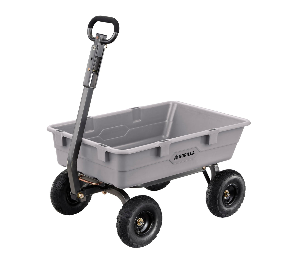 Gorilla Carts 600 lb Poly Garden Dump Cart, 4 Cu Ft Wagon, Quick-Release