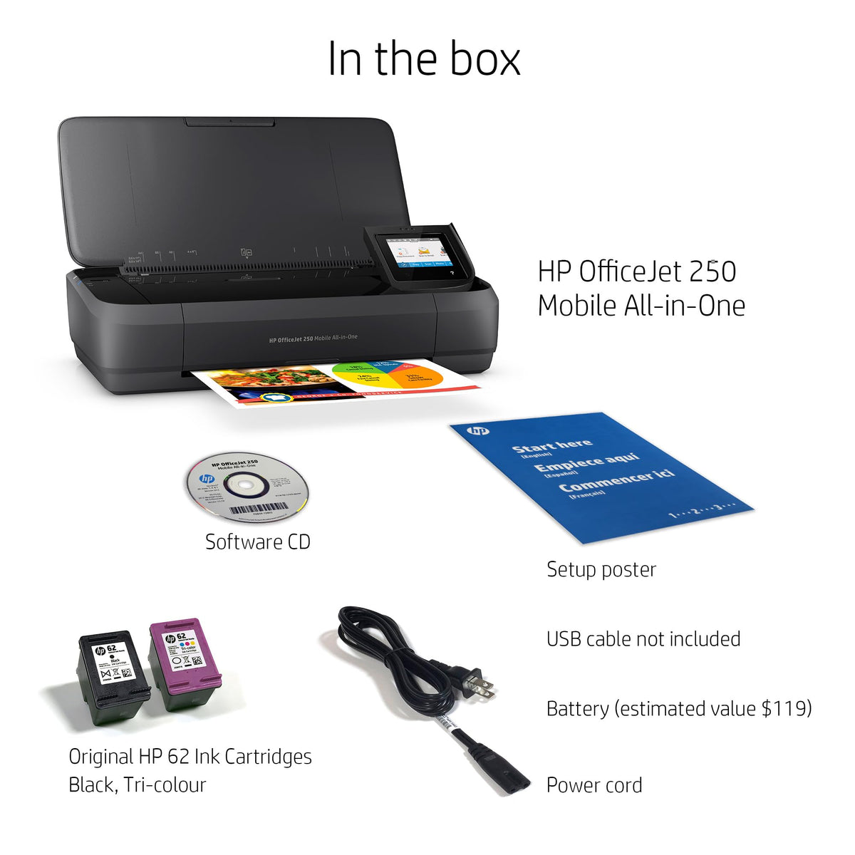 HP OfficeJet 250 Inkjet Mobile Printer | Wireless | All-in-One