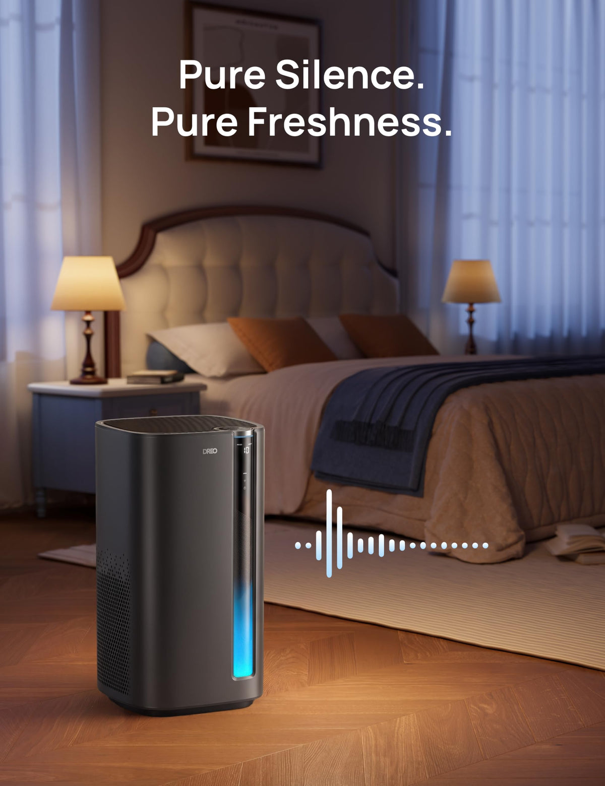 DREO Smart Air Purifier for Home, Washable Pre-Filter, Large Rooms Air Cleaner with Wi-Fi/Voice/Alexa,Smoke,Dust,Pollen,Odor,PM2.5 Monitor, 4 Speeds & Auto/Turbo/HEPA Sleep Mode, DR-HAP003AS Black