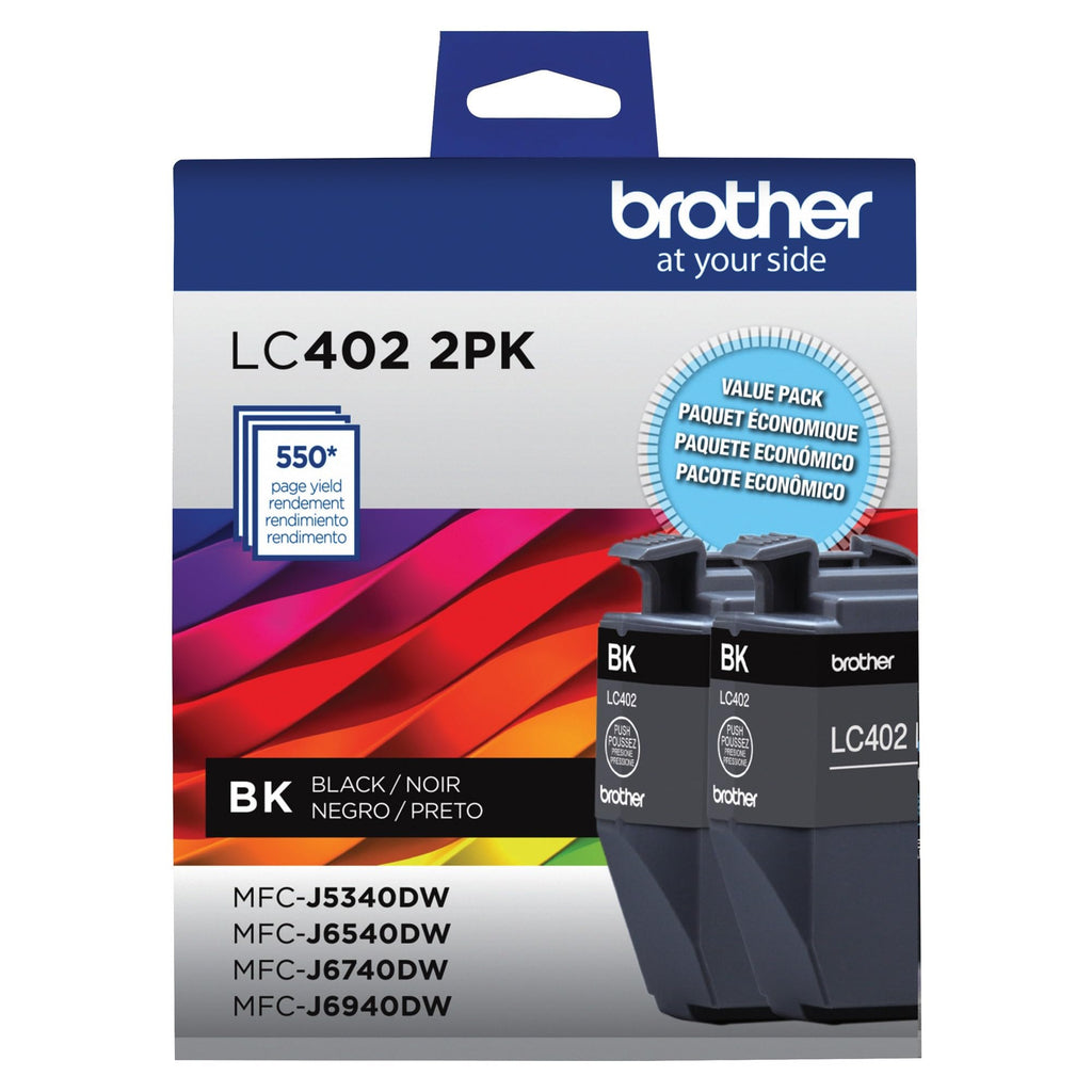 Brother Genuine LC402XL 3PK 3 Pack of High Yield Cyan, Magenta and Yellow Ink Cartridges, Black