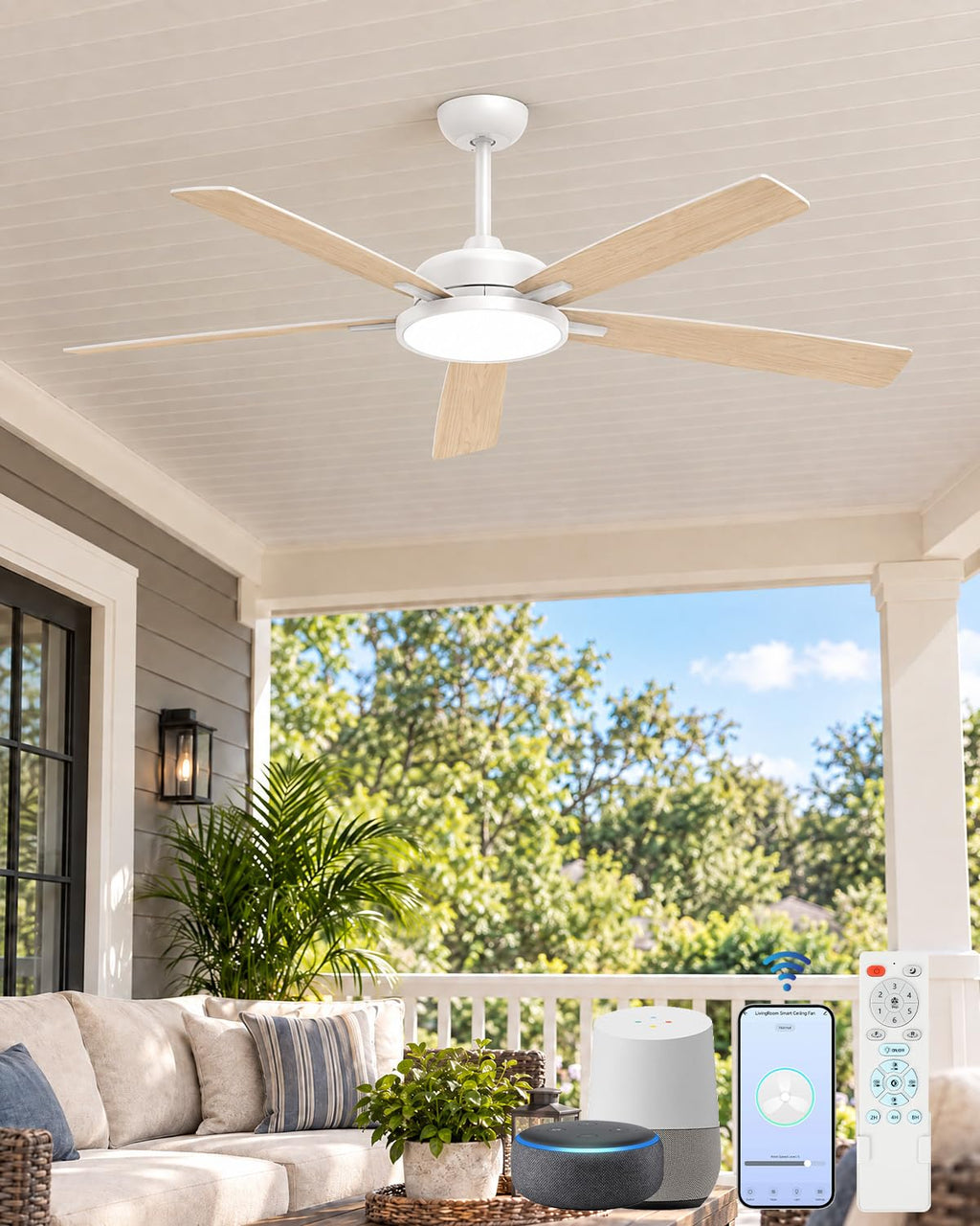 Roomratv Smart Ceiling Fan Compatible with App/Alexa/Google home,Black