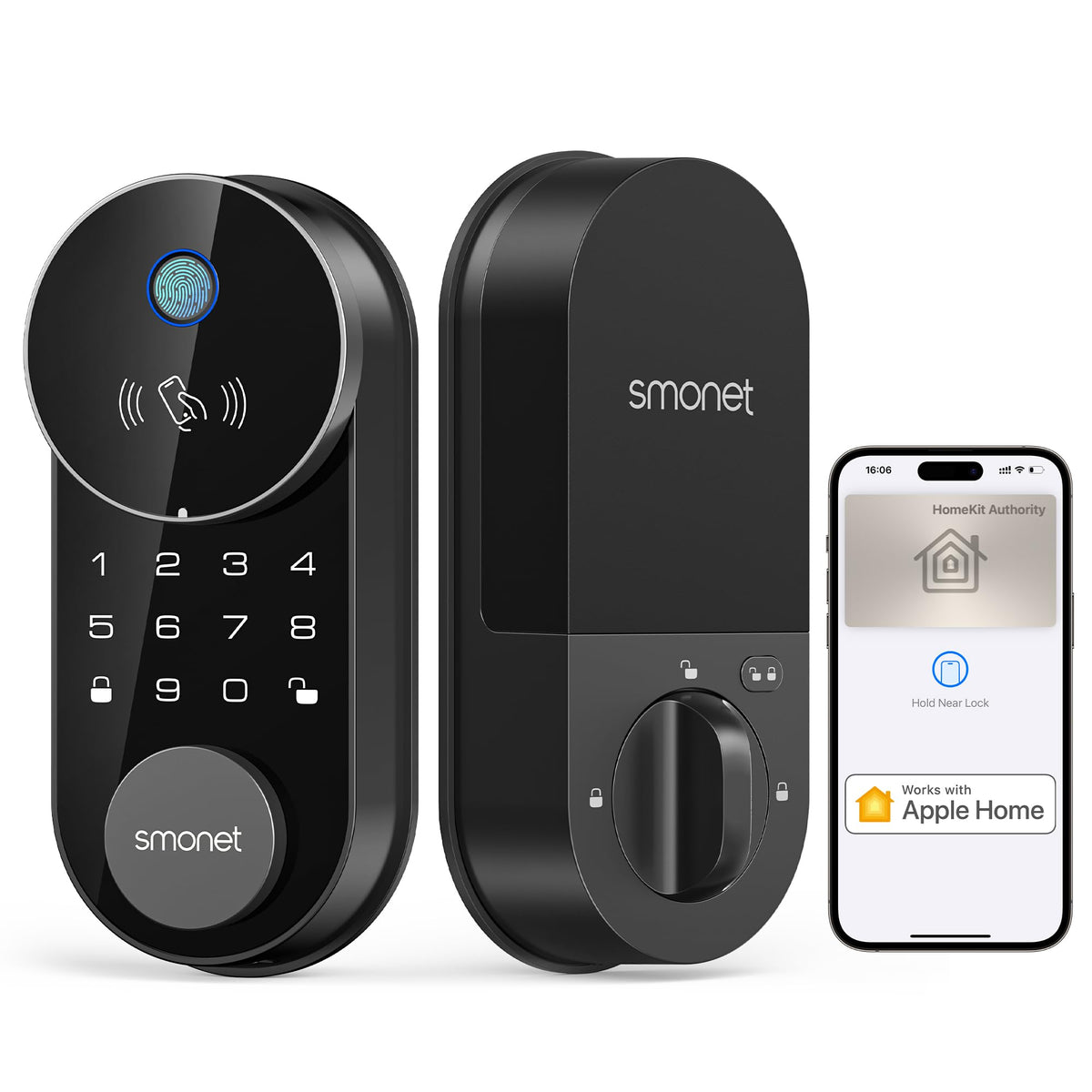SMONET AH1 Apple Home Key Smart Lock Fingerprint WiFi Front Door Deadbolt