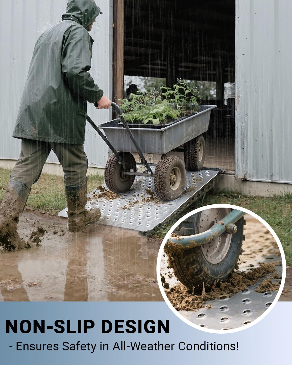 Heavy-Duty Shed Loading Ramps Kit, 29 x 24 Inch, 2PCS