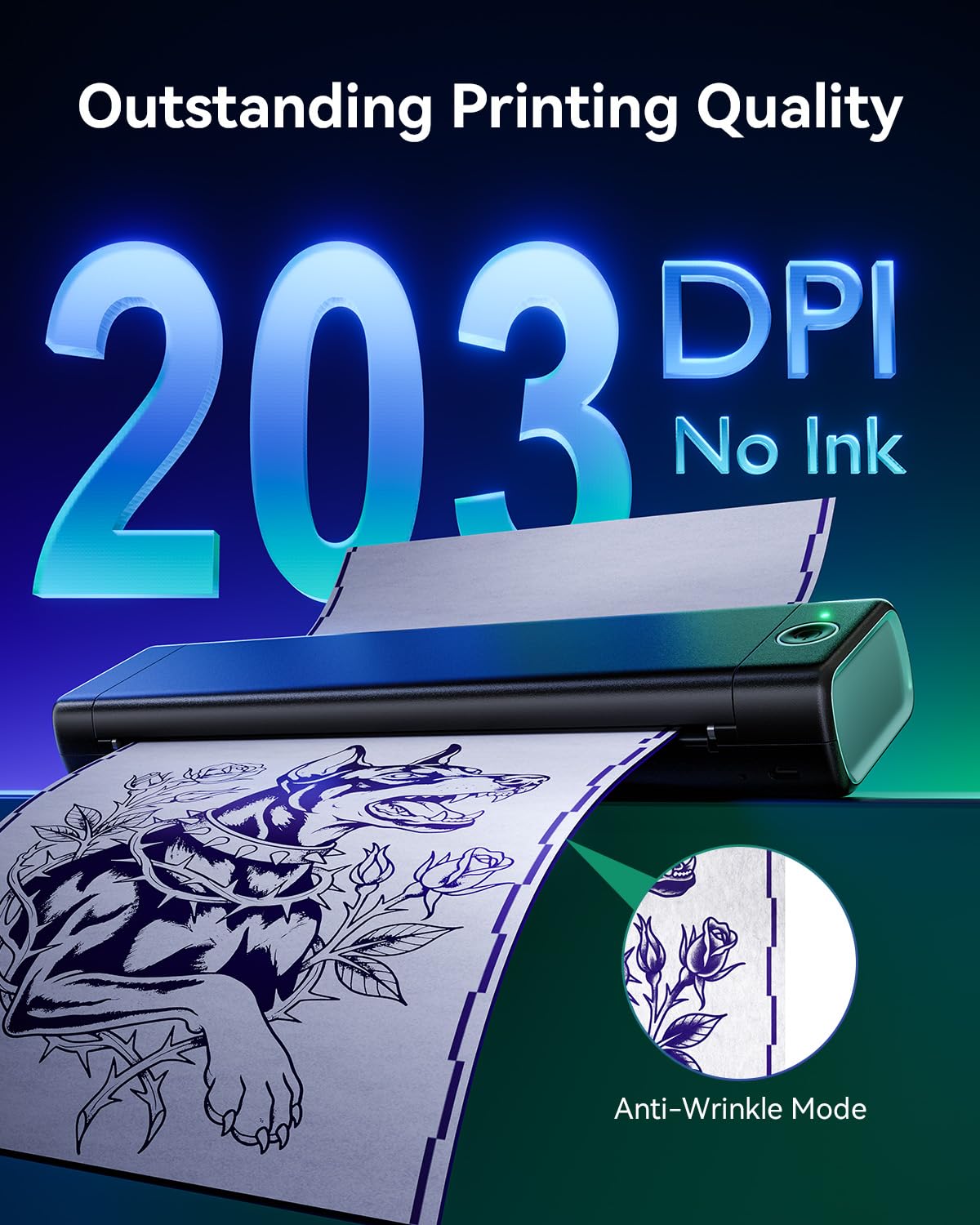 Phomemo M08F Tattoo Stencil Printer, Bluetooth, with 100Pcs Transfer Paper