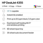 HP DeskJet 4355 Color Inkjet Printer | Wireless | All-in-One