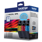 Brother Genuine LC402XL 3PK 3 Pack of High Yield Cyan, Magenta and Yellow Ink Cartridges, Black