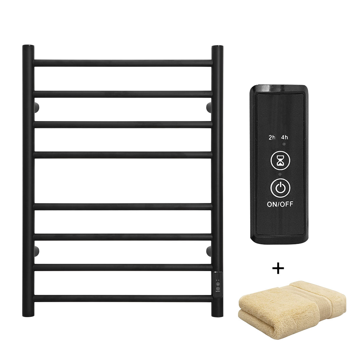 Smart WiFi Towel Warmer Wall Mounted with Built-in Timer and Temperature Adjust Control, 4 Bars Electric Stainless Steel Heated Towel Racks for Bathroom Matte Black