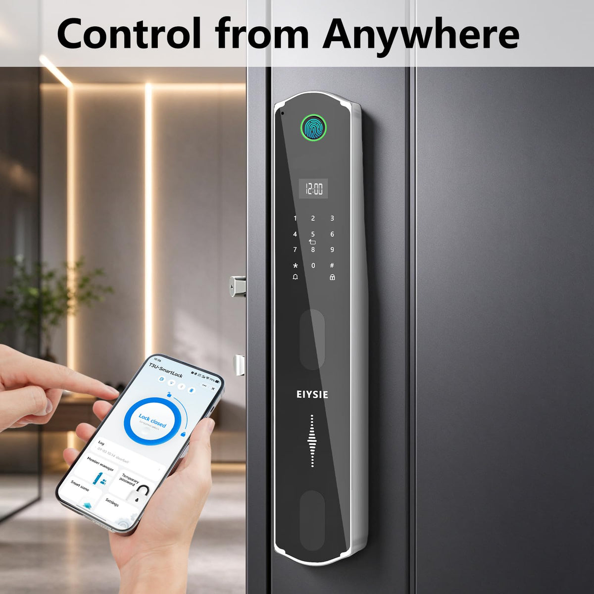 EIYSIE WiFi Smart Lock for Front Door, 6-in-1 Keyless Deadbolt, No Camera