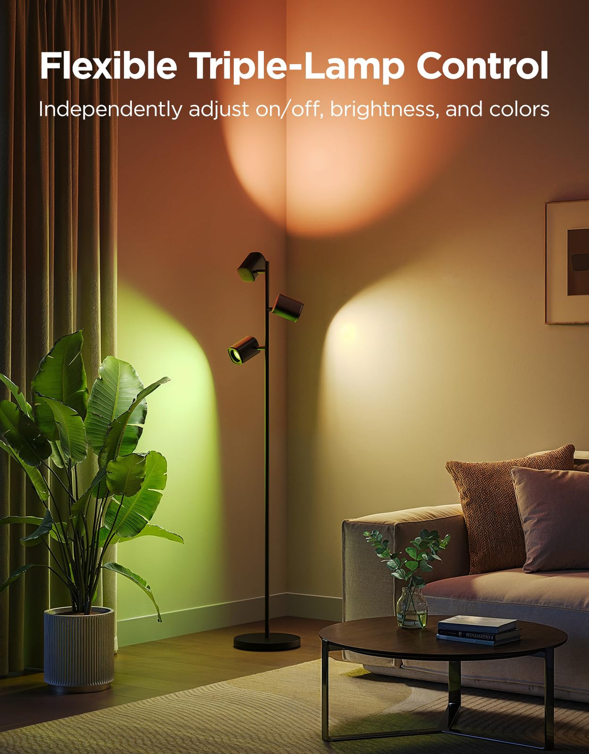 Govee Tree Floor Lamp with 3 Rotatable Lights, Compatible with Matter